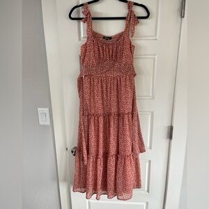Pink floral midi dress